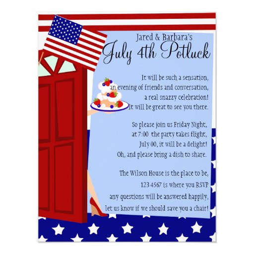 4th of July Potluck Party Announcements