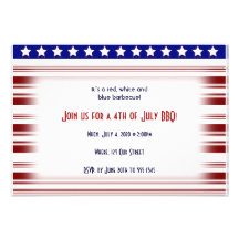 4th of July Red White and Blue Candystripe Custom Invitation