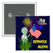 4th of July Redneck Aliens Button
