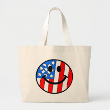 4th of July Smiley Tote Bags