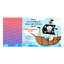 4th pirate birthday boy party invitations photo card template