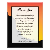 4x5 FLAT Thank You Card Desert Mountain Sunset Red