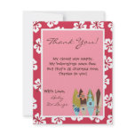 4x5 FLAT Thank you Card Pink Hawaiian Luau Tropica invitations
