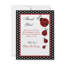 4x5 FLAT Thank you Card Red Ladybug