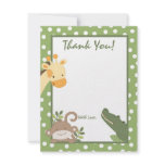 4x5 FLAT Thank you Card  Safari Jungle Animals