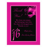4x5 FLAT Thank you Card Sweet 16 Pink Black Party Personalized Invitations