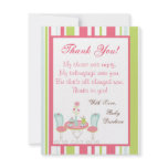 4x5 FLAT Thank you Card Tea Party Pink Pastel Flow Custom Invitation