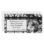 4x8 Black Damask Ribbon Frame PHOTO Christmas Card