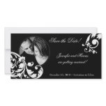 4x8 Black White Floral Engagement Announcement Photo Cards