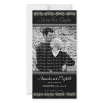 4x8" Elegant Black Save the Date Announcement