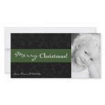 4x8 Green Black Damask Frame PHOTO Christmas Card Photo Card Template