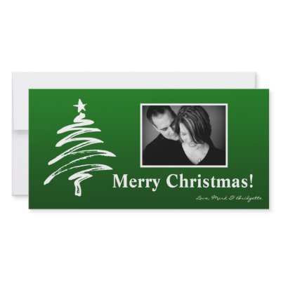 4x8 Green White XMAS TreePHOTO Christmas Card by AnnLeeDesigns