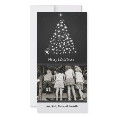 4x8 Grey Snowflake XMAS Tree PHOTO Christmas Card by AnnLeeDesigns