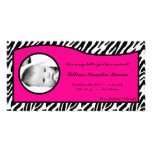 4x8 Hot Pink Zebra Print Photo Birth Announcement Picture Card