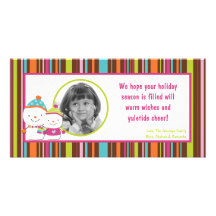 4x8 Modern Snowman PHOTO Christmas Card Personalised Photo Card
