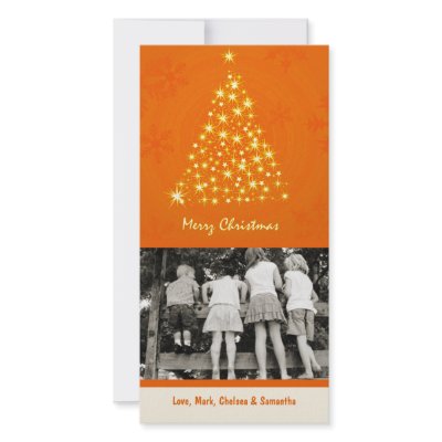 4x8 Orang Snowflake XMAS Tree PHOTO Christmas Card by AnnLeeDesigns