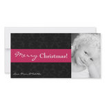 4x8 Pink Black Damask Frame PHOTO Christmas Card