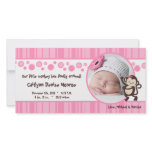 4x8 Pink Pop Monkey Girl Photo Birth Announcement photo cards