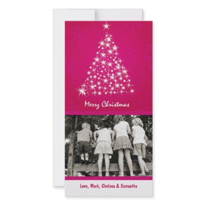 4x8 Pink Snowflake XMAS Tree PHOTO Christmas Card by AnnLeeDesigns