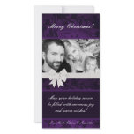 4x8 Purple Floral Bow Ribbo PHOTO Christmas Card photo cards
