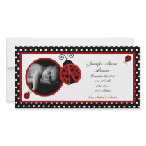 4x8 Red Ladybug Photo Birth Announcement Photo Cards