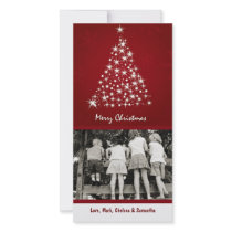 4x8 Red Snowflake XMAS Tree PHOTO Christmas Card