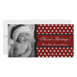 4x8 Red White Polka Dot Frame PHOTO Christmas Card Custom Photo Card