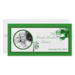 4x8 Sweet 16 Green Party Announcement photo cards