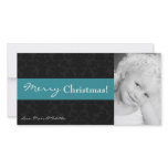 4x8 Teal Black Damask Frame PHOTO Christmas Card Photo Card Template