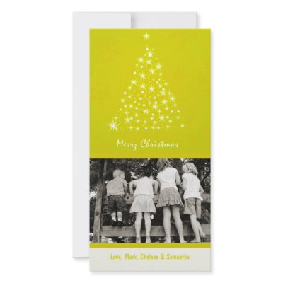 4x8 Yello Snowflake XMAS Tree PHOTO Christmas Card by AnnLeeDesigns
