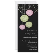 4x9 Long Wedding Pink Green Paper Lanterns Invite