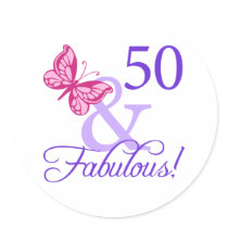 50 And Fabulous Birthday Round Stickers