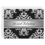 50 and Fabulous Damask Birthday Party Personalized Announcement
