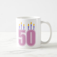 50 Birthday Candles (Pink / Purple) Coffee Mug