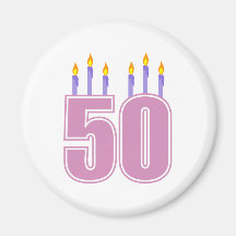 50 Birthday Candles (Pink / Purple) Fridge Magnet