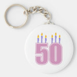 50 Birthday Candles (Pink / Purple) Key Chain