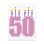 50 Birthday Candles (Pink / Purple) postcards
