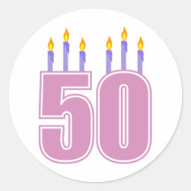 50 Birthday Candles (Pink / Purple) Sticker