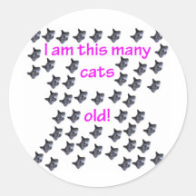 50 Cat Heads Old Round Sticker