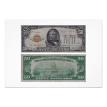 50 Dollar United States Gold Certificate Invitation