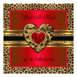 50 & fabulous Leopard Wild At Heart Black Gold Red Invitation