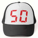 50 fifty red alarm clock digital number hat