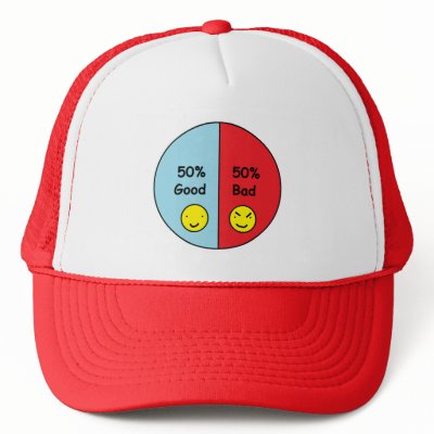 50% Good and 50% Bad Pie Chart Trucker Hat by RoseFleurDesigns
