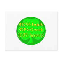 50% Irish 50% Greek 100% Awesome Postcard