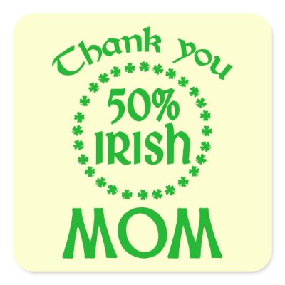 50% Irish - Thanks Mum Square Sticker by IrishGiftShop