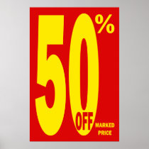 50 PERCENT OFF MARKED PRICE POSTER