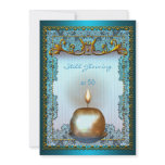 50 Still Glowing Birthday Teal Gold Candle Glow invitations