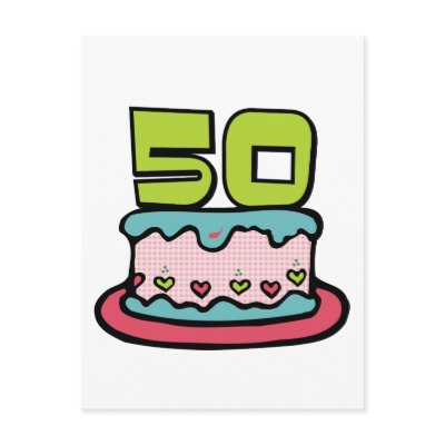 50 Year Old Birthday Cake Postcards by Birthday_Bash