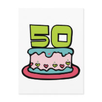50 Year Old Birthday Cake Postcards