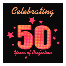 50 Years of Perfection Custom Birthday Invitation